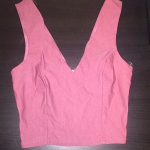 Scalloped Dusty Rose Crop Top (New)